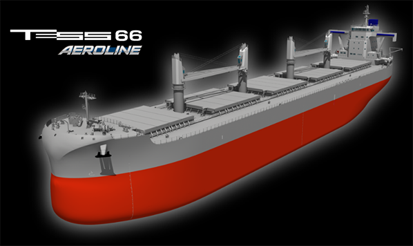 TSUNEISHI SHIPBUILDING releases information on new model TESS66 AEROLINE: Achieve the largest class DWT capacity of Ultramax category with Panamax breadth, and comply with EEDI Phase 3 regulations