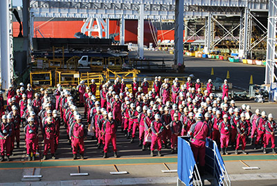 “Tsuneishi Technical Olympics (Tsuneishi Factory)” was held.Aiming at quality improvements, a competition of shipbuilding skills in 8 events