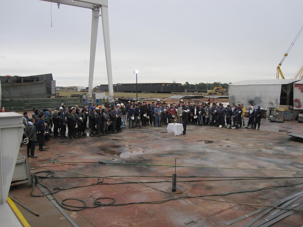 A prayer of safety festival held to mark the start of the construction of pusher boats at the Tsuneishi Group’s ship building yard in Paraguay, ASTILLERO TSUNEISHI PARAGUAY S.A.