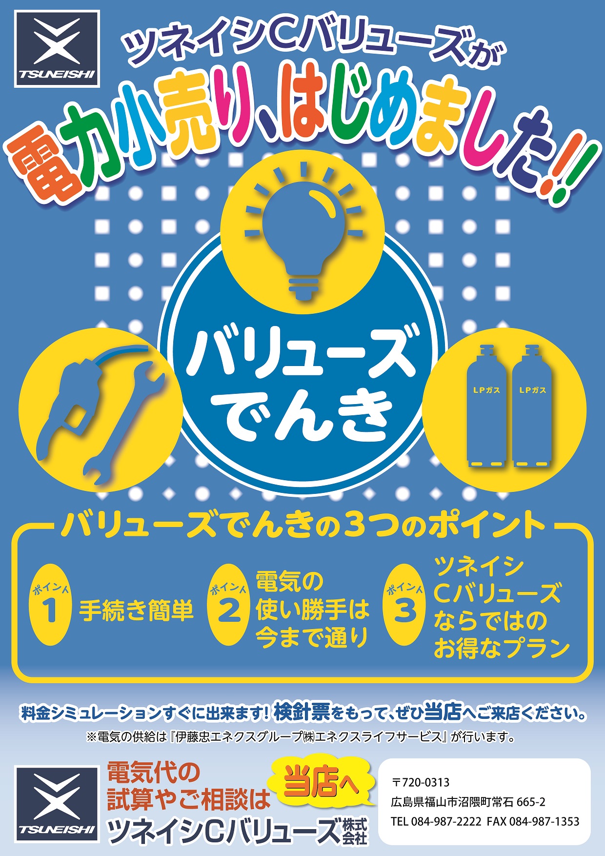 ツネイシCバリューズ　電力小売りサービス「バリューズでんき」を6月1日より提供開始